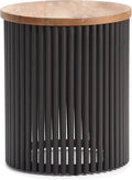 SIMPLIHOME Demy 18-inch Wide Metal and Solid Mango Accent Table in Natural/Black by SimpliHome