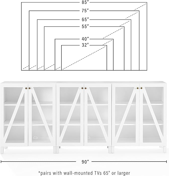 Crosley Furniture Cassai 3-Piece Entertainment Center TV Stand, Media Console - Image 9