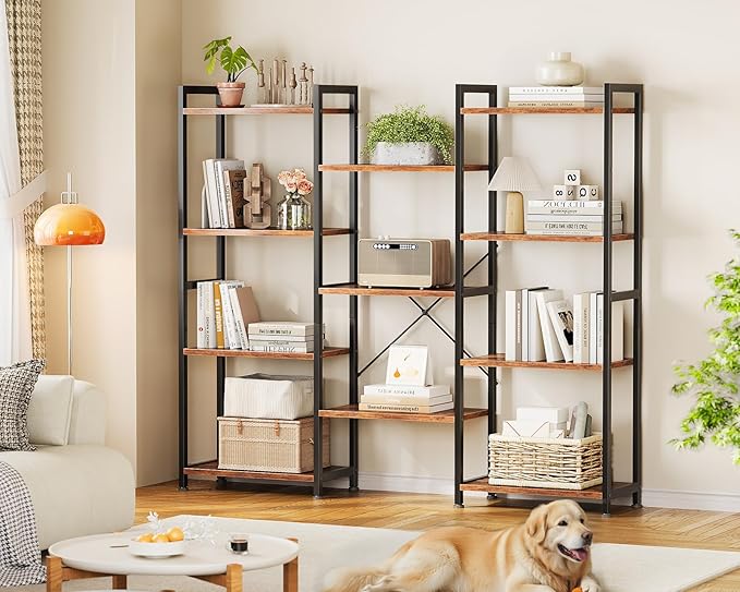 Casaottima Triple 4 Tier Bookshelf, Large Bookcase - Image 6