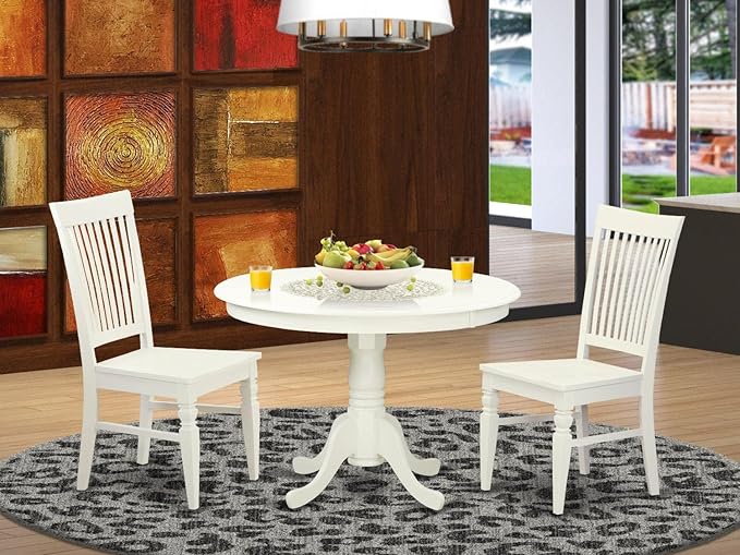 East West Furniture HLWE3-LWH-W 3 Piece Dinette Set - Image 6