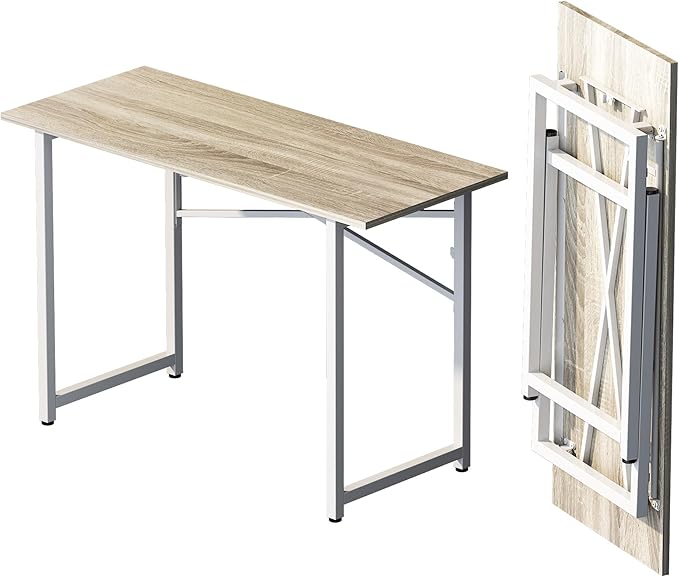 Folding Desk 47 inch No Assembly Required Home Office Table, Writing Gaming by Lutown-TeenHome