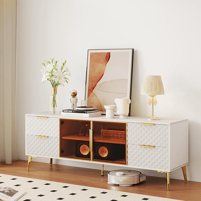 Rovibek 59" Modern TV Stand, Entertainment Center TV Console - Image 4