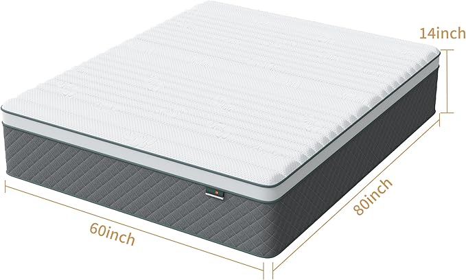14 Inch Queen Mattress, Cooling-Gel Memory Foam and Pocket Spring Hybrid - Image 2