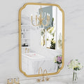 Gold Bathroom Mirror for Wall 20" x 30" Modern Rounded Corner Rectangle Mirror by FerytangeHome