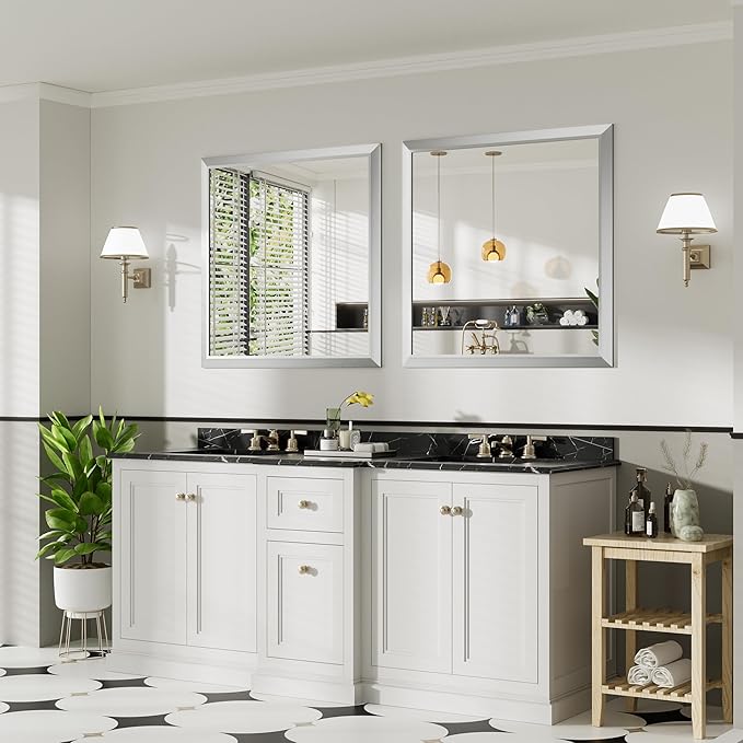 36x36 Inch Silver Bathroom Mirror - Image 4