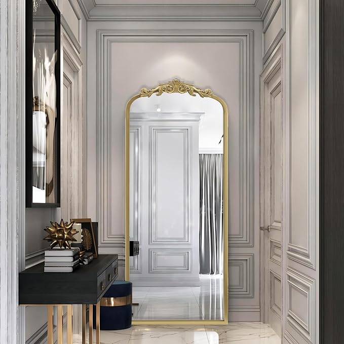 AIXI HOME Arched Gold Antique Full Length Mirror, Baroque Inspired Home Decor - Image 5