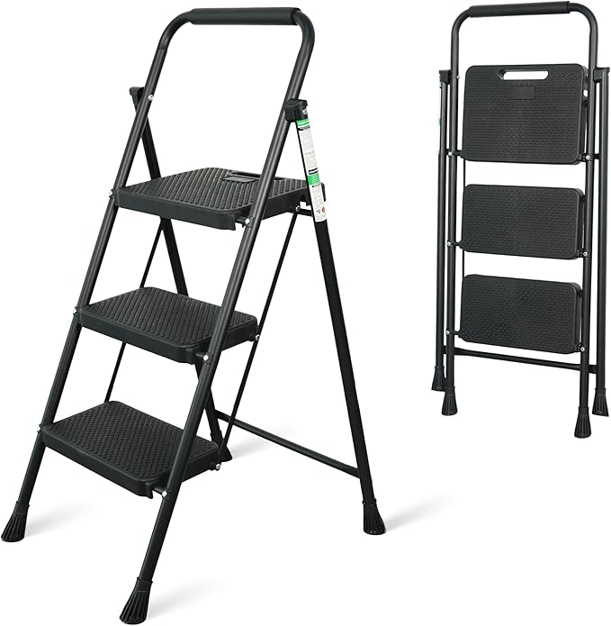 3 Step Ladder, Portable Steel Folding Step Stool by Arbusb