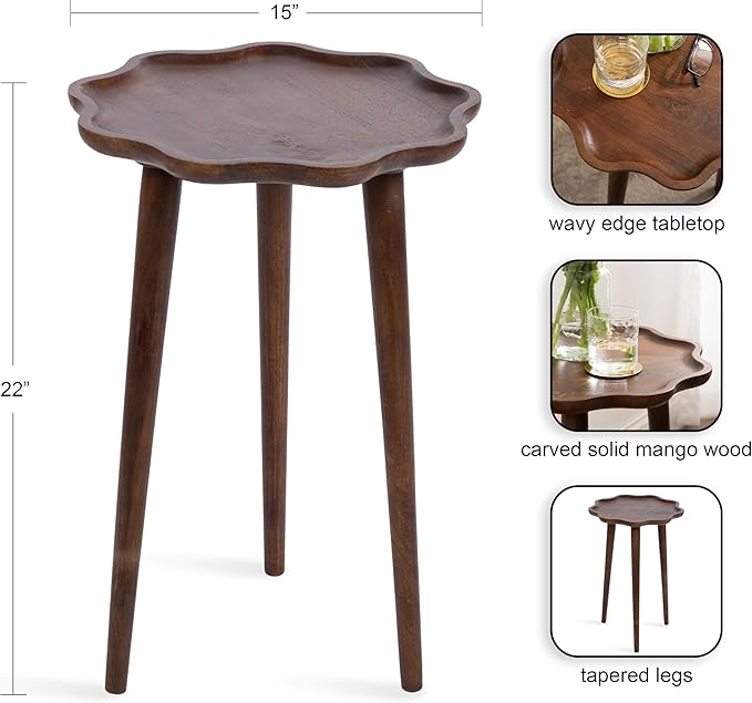Kate and Laurel Alezar Modern Wooden Round Side Table, Walnut Brown, - Image 3