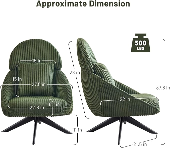 Furniliving Upholstered Swivel Accent Chair - Image 9
