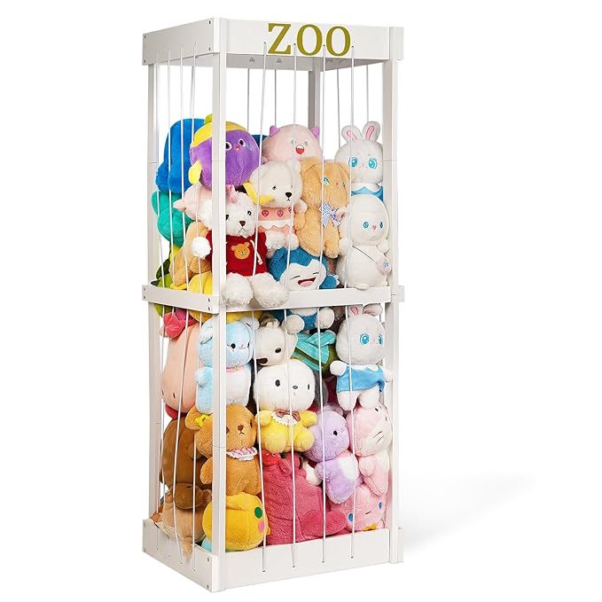 Trycooling Stuffed Animal Zoo Stuffed Animal Storage Wood Plushie Storage by Trycooling