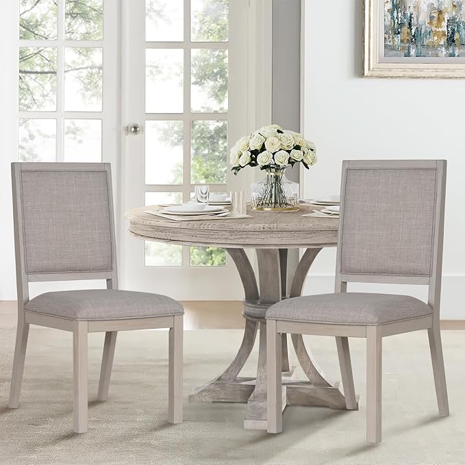 COLAMY Wooden Dining Chairs Set of 2, Mid Century Modern Upholstered Dining - Image 2