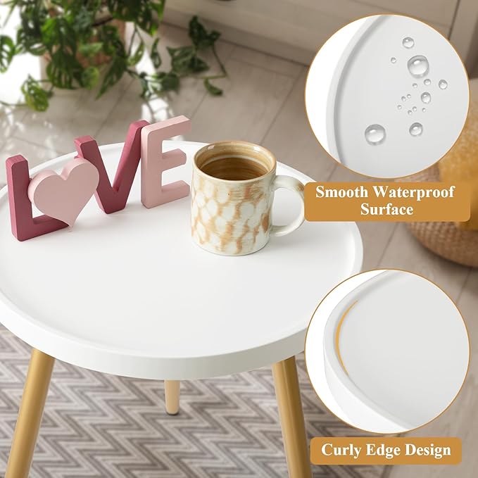 danpinera Round Side Table, Metal Legged Accent Table - Image 4