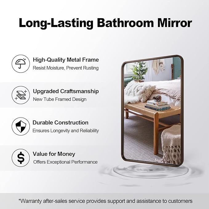 ANDY STAR Bronze Bathroom Mirror, 24X36 Bronze Wall Mirror, Bronze Vanity Mirror - Image 8