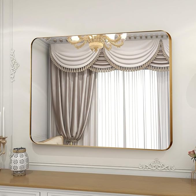Brushed Gold Mirror 30"x36", Wall Mirror - Image 3