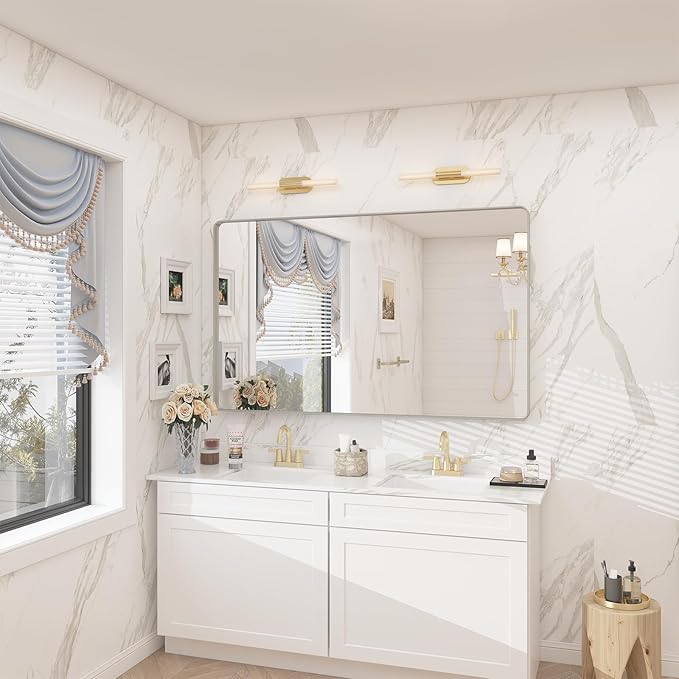 48x30 Silver Brushed Bathroom Mirror - Image 7