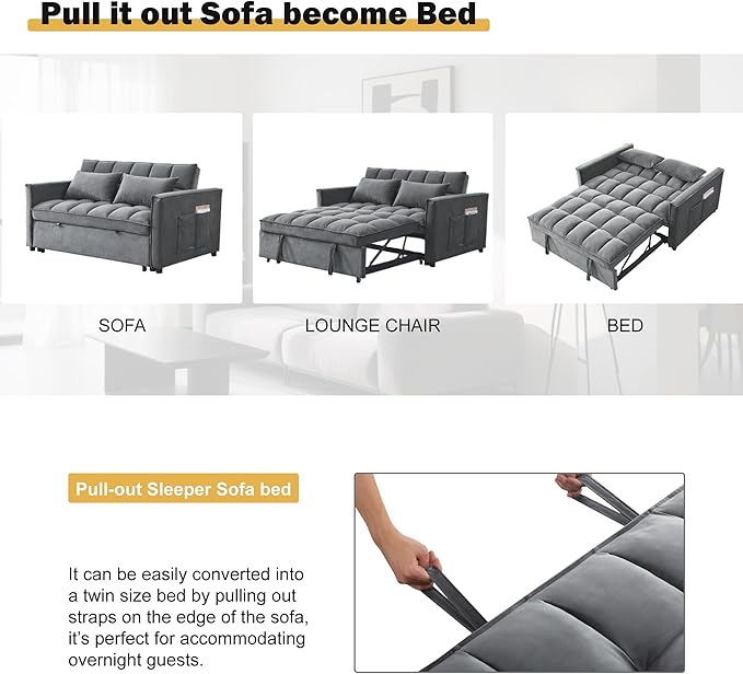 3 in1 Sofa Bed, Pull-Out Sleeper Sofa Bed - Image 6