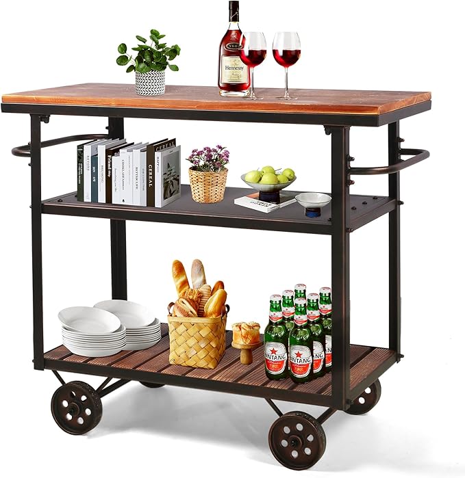 Farmhouse Mobile Cart with Wheels by BOKKOLIK
