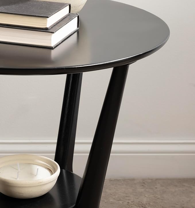 Kate and Laurel Nylah Round Wooden Side Table; 24 x 24 x 24; Black; Modern - Image 5