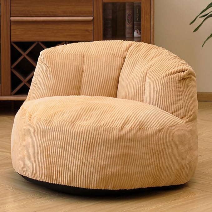 N&V Large Crescent Bean Bag Chair, Adult Size Bean Bag Sack, Foam Filling by NV