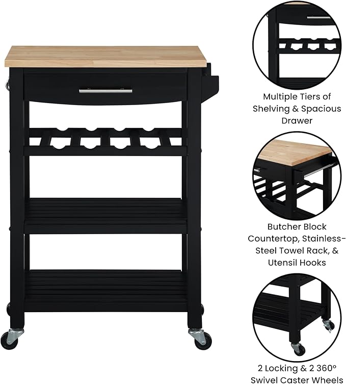 Convenience Concepts Ellaine 4 Tier Kitchen Cart - Image 6