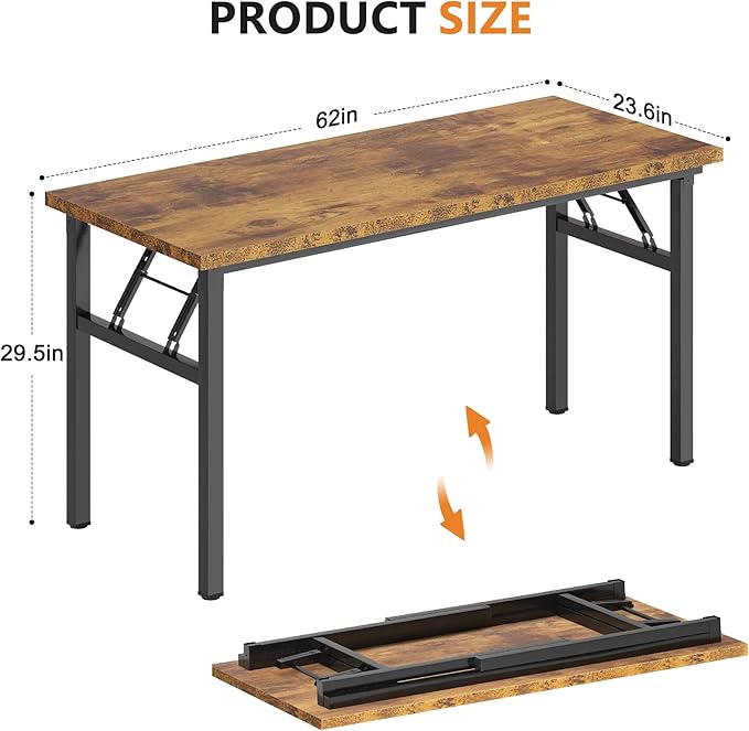DlandHome Folding Table Computer Desk 62 Inches Workstation Table Conference - Image 3