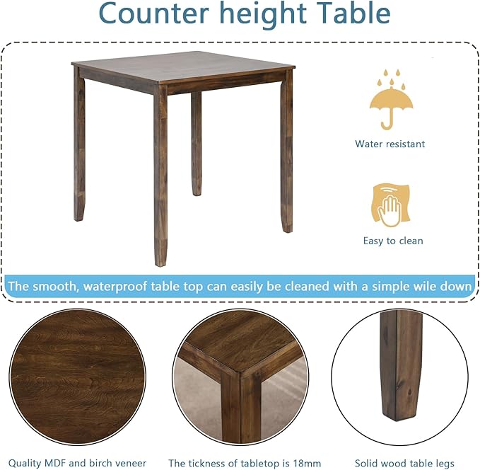 KEIKI 5-Piece Counter Height Dining Table Set - Image 5