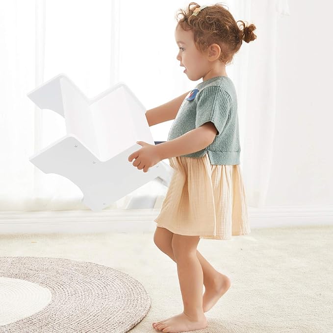 WOOD CITY Toddler Step Stool, Wooden 2 Step Stools - Image 5