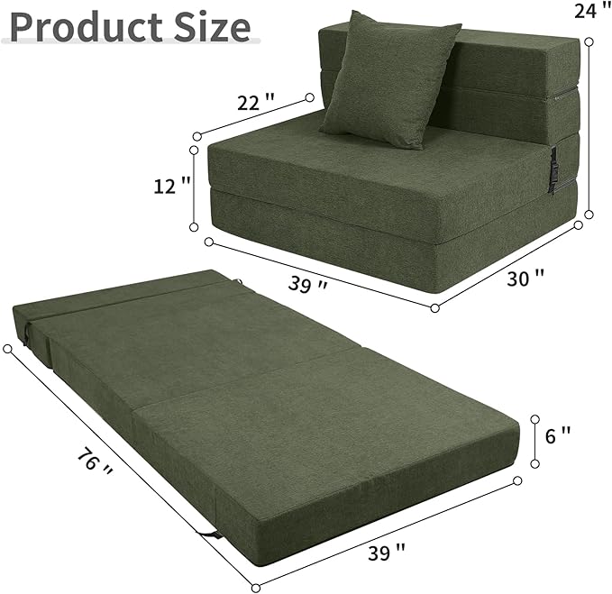 Folding Sofa Bed, High-Density Memory Foam Sofa Bed - Image 3