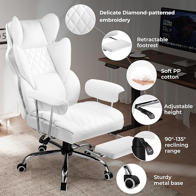 COMHOMA Big and Tall Office Chair, High Back Leather Gaming Chairs - Image 5