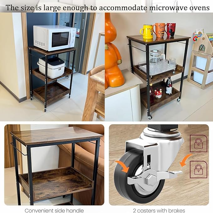 3-Tier Rolling Utility Cart - Image 4