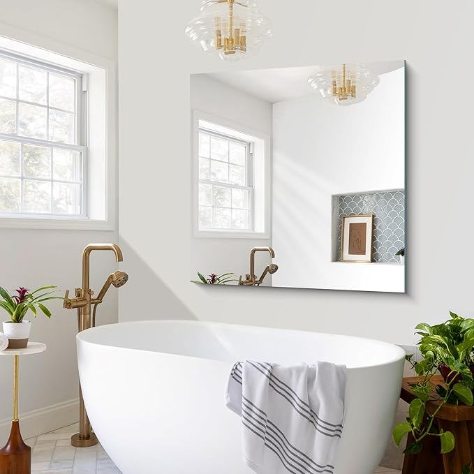 Frameless Mirror, 42x42 inch Square Bathroom Mirrors - Image 6