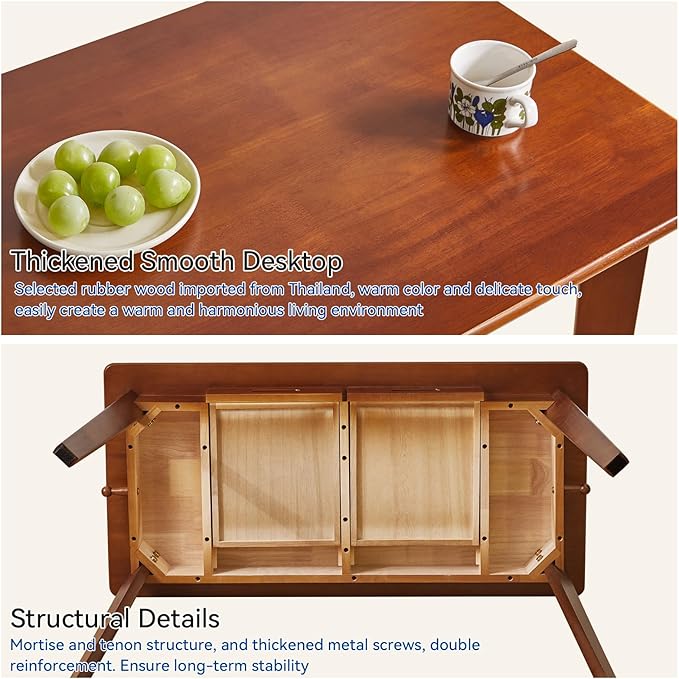 Wood Writing Desk with Drawer and Hanging Rod, Small Computer Desk Table - Image 5