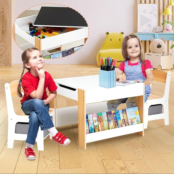 Asweets Kids Table and Chair Set, 4 in 1 Toddler Desk - Image 7