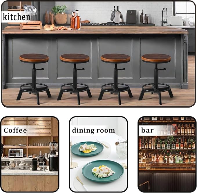 Set of 2-Industrial Bar Stool-Rustic Counter Height Chairs - Image 4