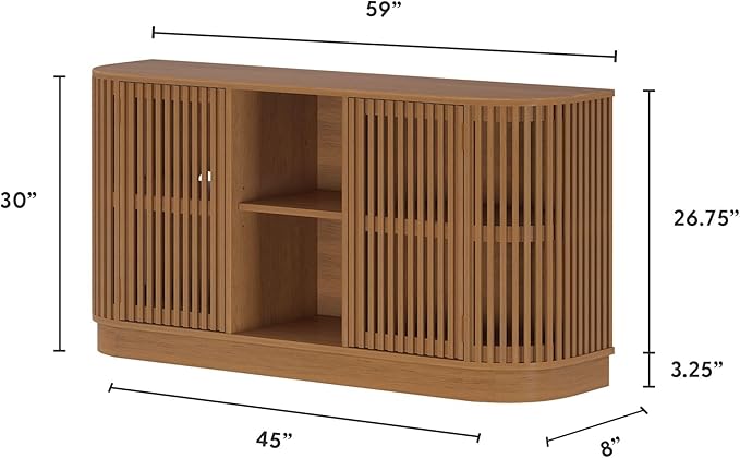 Plank+Beam Contour Wood TV Stand, Two Door Solid Wood Entertainment Console - Image 2