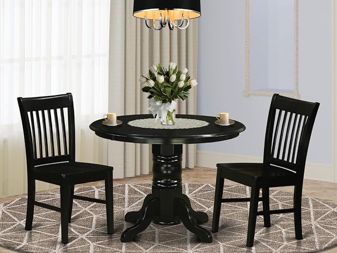 East West Furniture SHNO3-BLK-W 3 Piece Dining Room Furniture Set Contains a - Image 6