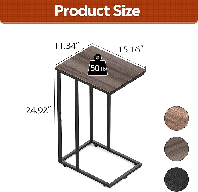 WLIVE Side Table Set of 2, C Shaped End Table Sets, Small Sofa Side Tables - Image 3