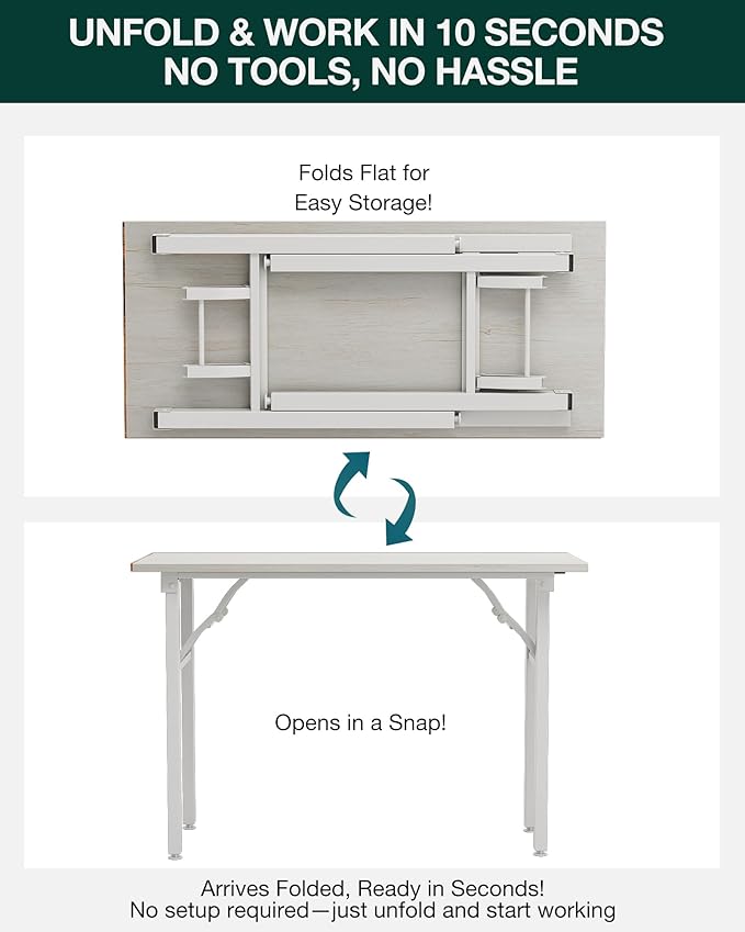 Frylr Small Folding Computer Desk – Portable 43.3 Inch Foldable Laptop Table - Image 3