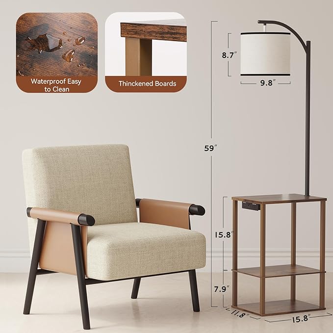 SUNMORY Floor Lamp with Table, End Table - Image 3