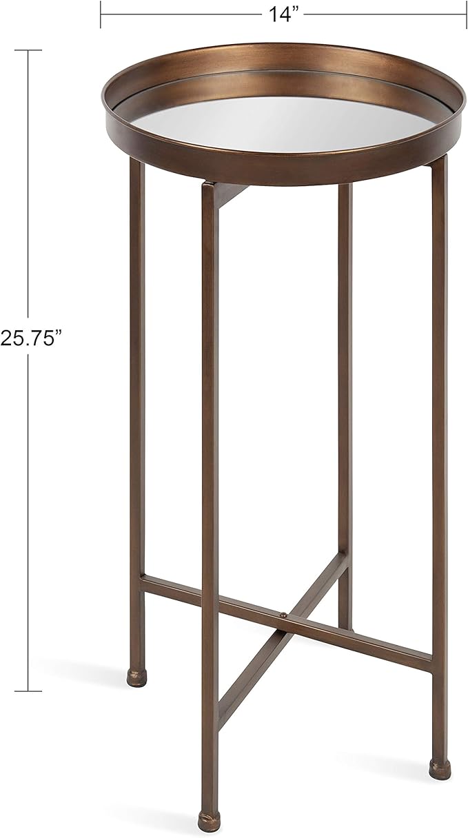 Kate and Laurel Celia Round Metal Foldable Accent Table - Image 3