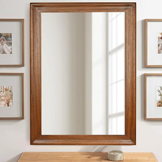 CULER Rustic Wood Wall Mirror for Bathroom, Rectangle Large 30 x 40 inch - Image 4