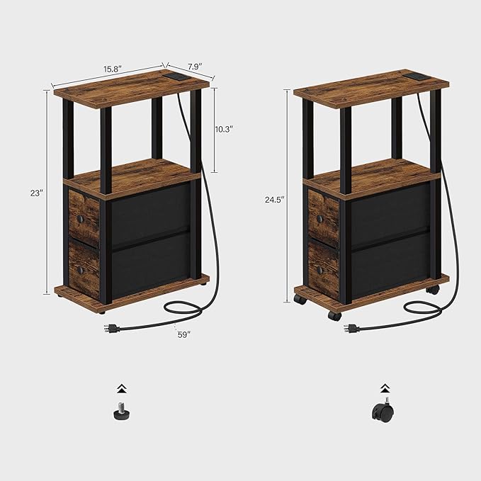 TUTOTAK Small Narrow End Tables, LED Side Tables - Image 3