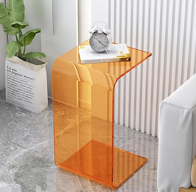 Acrylic End Table, C-Shape Acrylic Side Table Small Simple Clear Side Table - Image 5