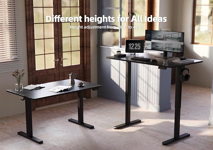 YDN Electric Standing Desk, Adjustable Height Stand up Desk, 48x24 Inches Sit - Image 4