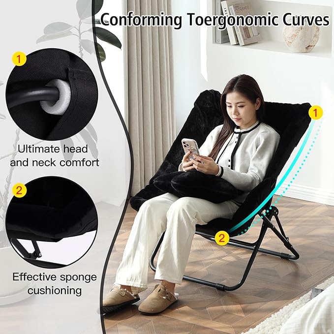 Welnow Comfy Saucer Chair, Oversized Folding Reading Chair - Image 6