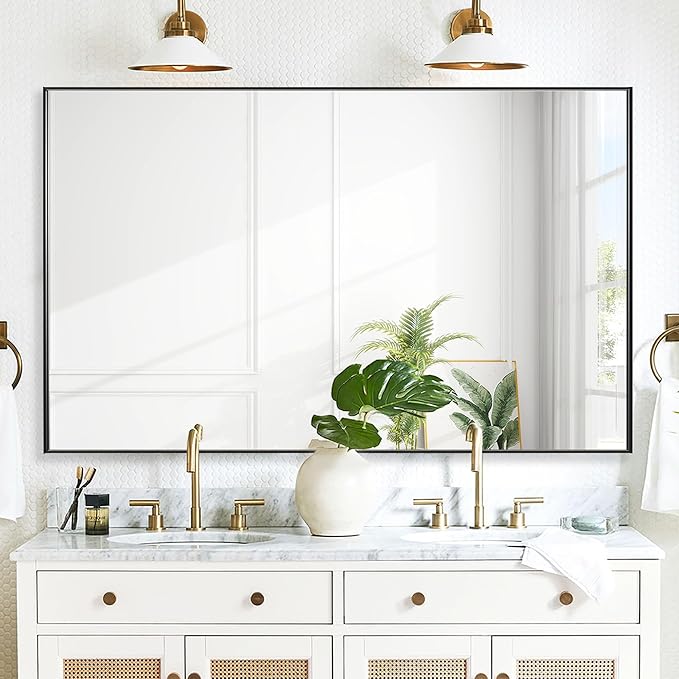 30x48 Inch Black Bathroom Mirror by Bonverre