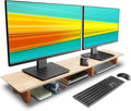 Aothia Large Dual Monitor Stand Riser, Solid Wood Desk Shelf by Aothia