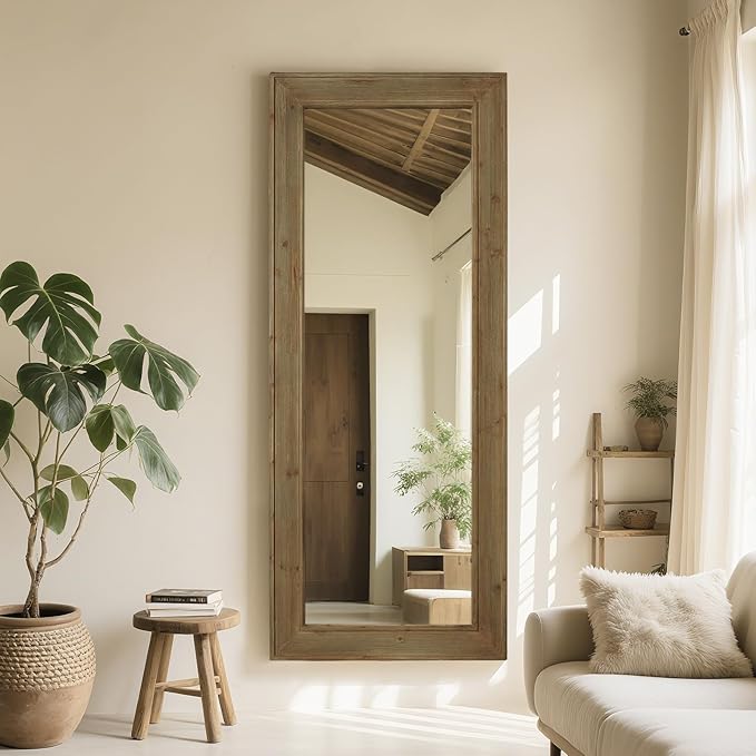WallBeyond Full Length Mirror Rustic Wood Framed, 27 x 67 inch Farmhouse Wall - Image 3