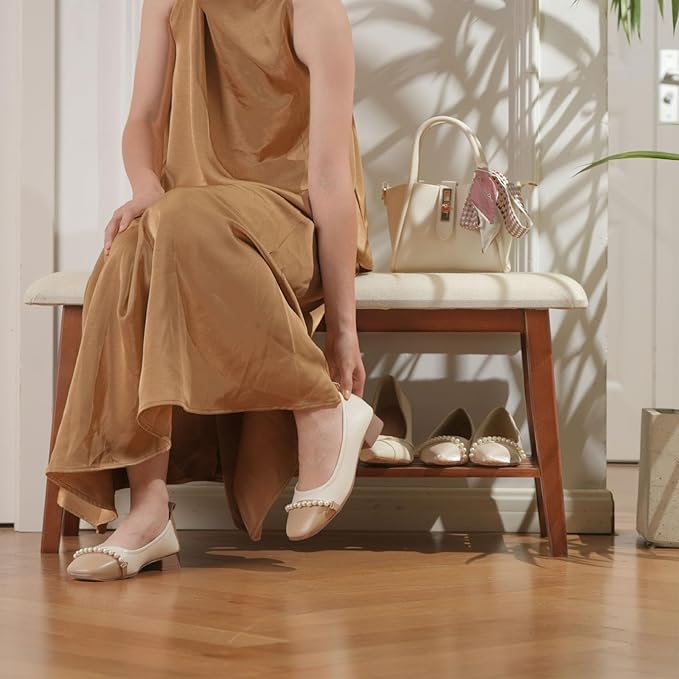 Entryway Shoe Bench, 35.4" Bamboo Bench - Image 7