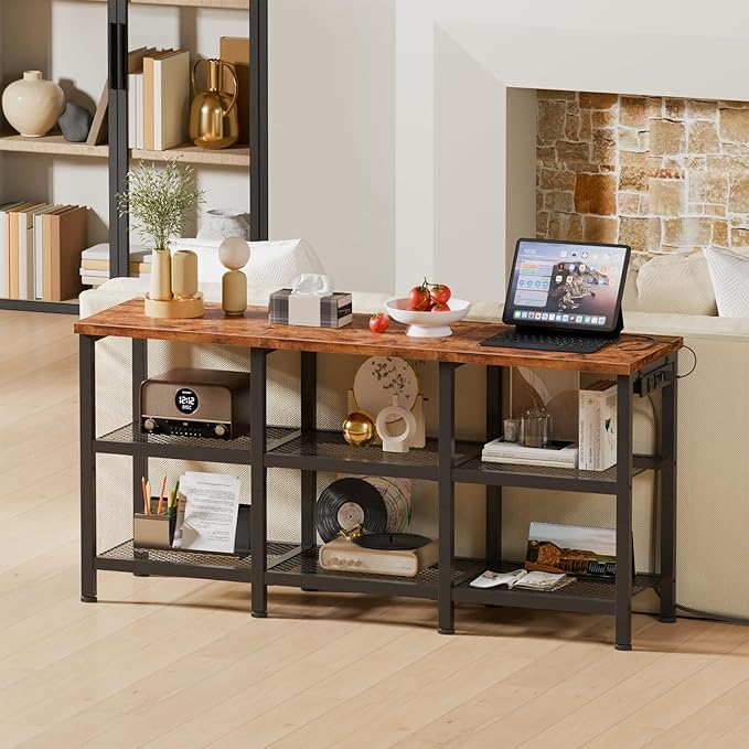 Furologee TV Stand with Power Outlets, Small Entertainment Center with Open - Image 6